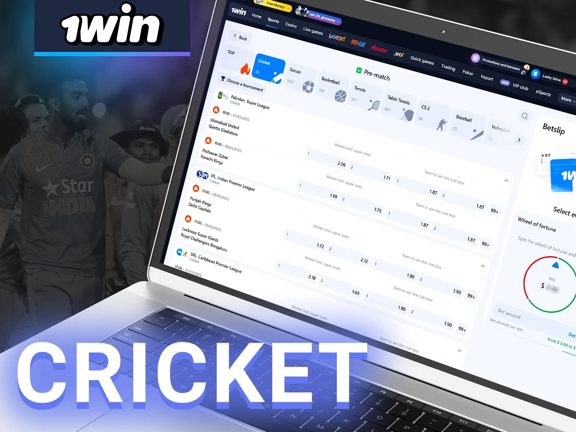 Bet on cricket and win at 1win.